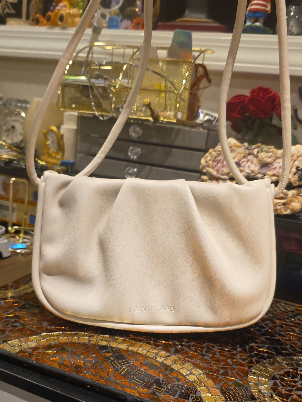 Urban Originals Cream Ruched Shoulder Bag